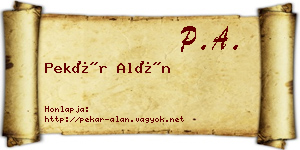 Pekár Alán névjegykártya